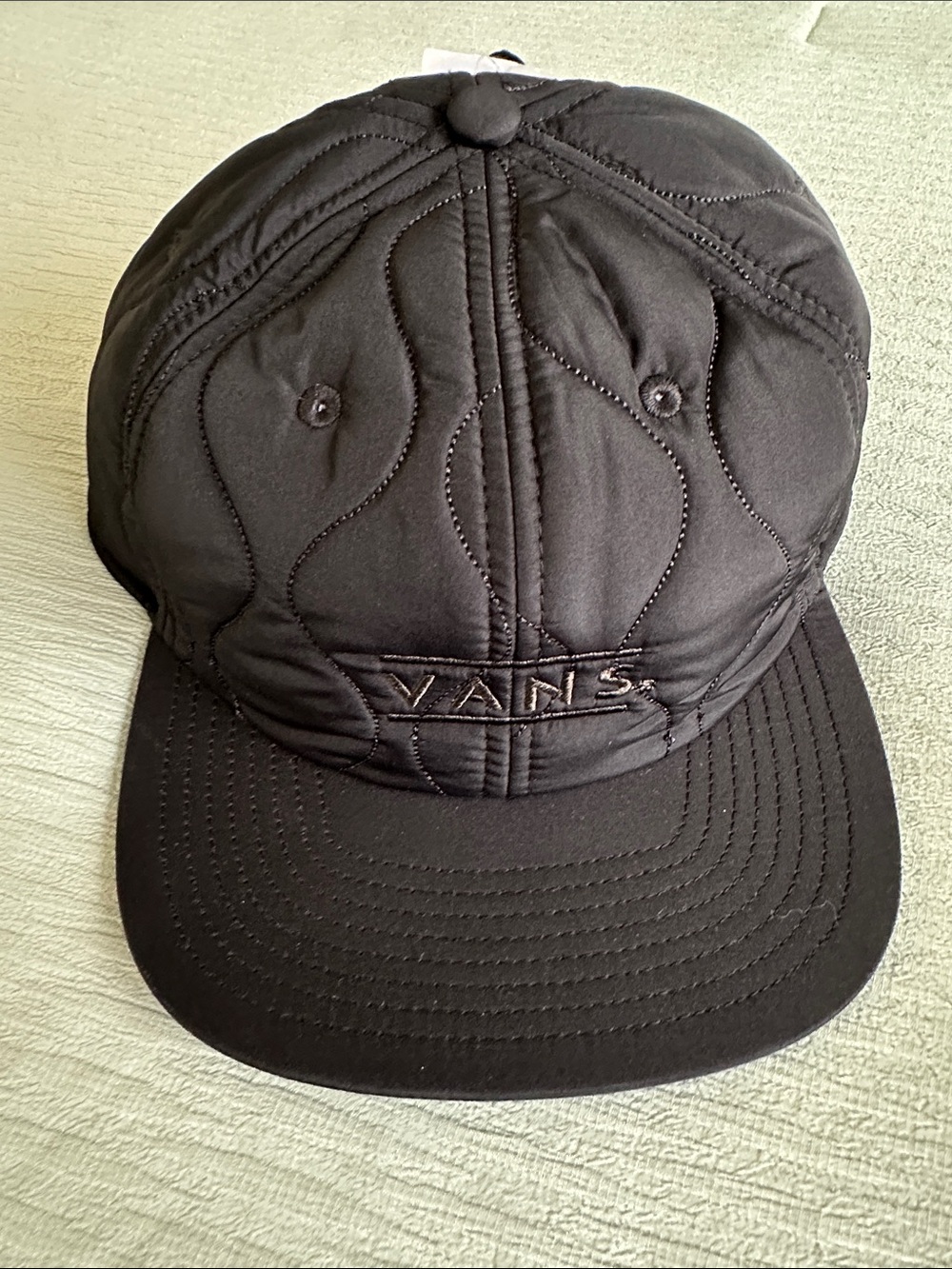 Vans Black Quilted Cap with Raised Logo